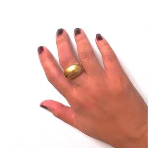Gold Tone Geometric Ring Non Tarnish Stainless Steel
